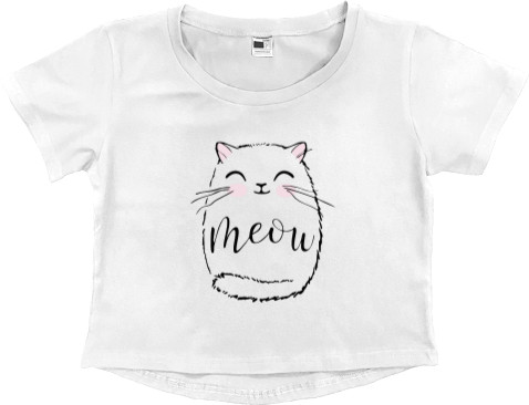 Коты и Кошки - Women's Cropped Premium T-Shirt - meow 2 - Mfest
