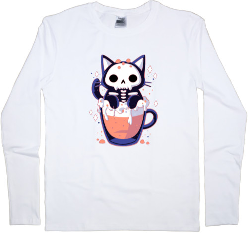 Котики - Футболка з Довгим Рукавом Чоловіча - cat halloween drink - Mfest