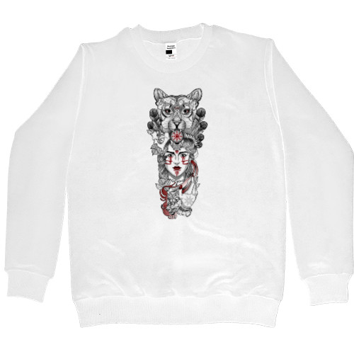 Хоррор - Men’s Premium Sweatshirt - Девушка оборотень в маске пантеры - Mfest