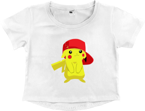 Покемон | Pokémon (ANIME) - Women's Cropped Premium T-Shirt - Pikachu NEW - Mfest