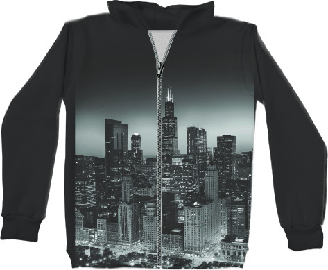 City Style - 3D Zip Up Hoodie Kids - Chicago - Mfest