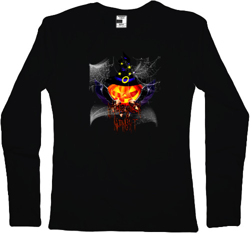 Halloween - Longsleeve Premium Female - Happy Halloween scary pumpkin wizard - Mfest