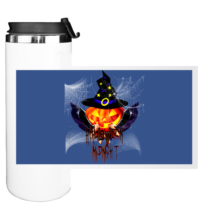 Happy Halloween scary pumpkin wizard