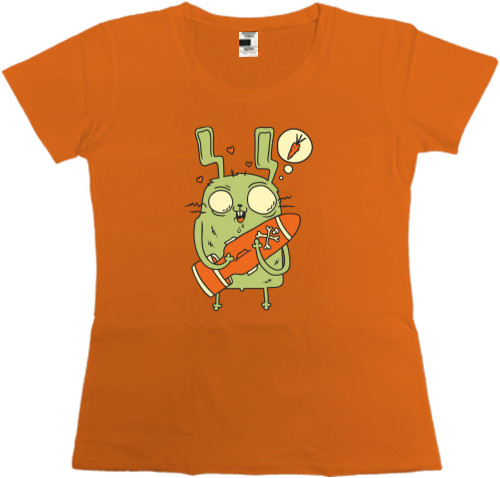 Прикольные картинки - Premium Women's T-shirt - Hare with carrot - Mfest