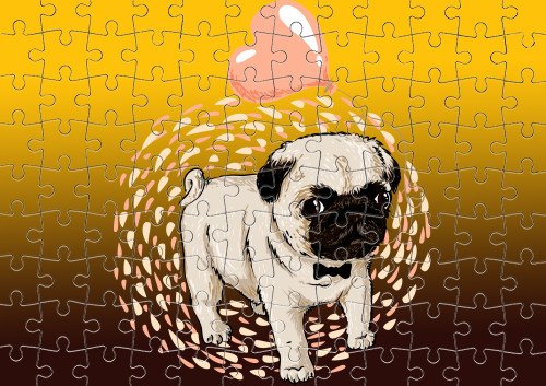 Мопс - Puzzle with small elements - Pug with a heart - Mfest