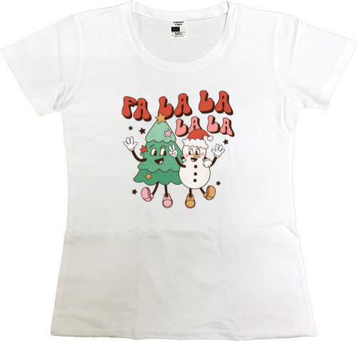 НОВЫЙ ГОД - Premium Women's T-shirt - Christmas tree with snowman - Mfest