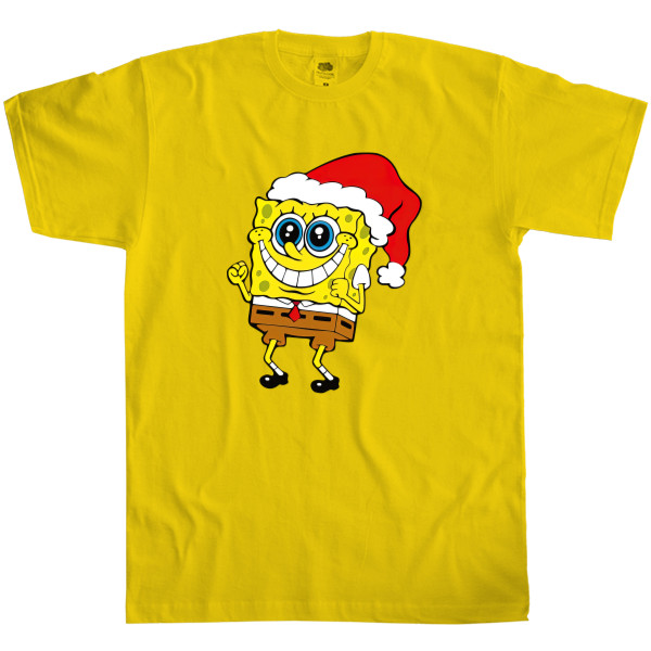 Губка Боб - T-shirt Classic Kids Fruit of the loom - SpongeBob in a Christmas hat - Mfest