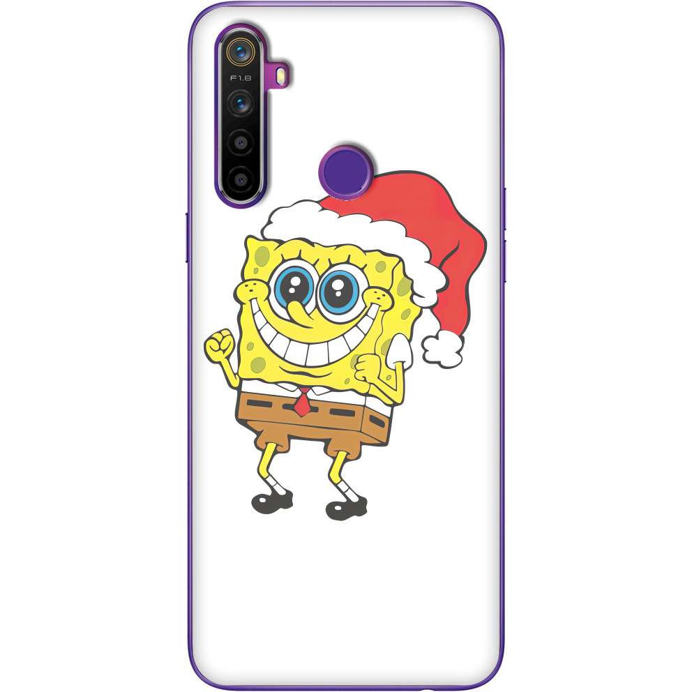 Губка Боб - Realme cases - SpongeBob in a Christmas hat - Mfest