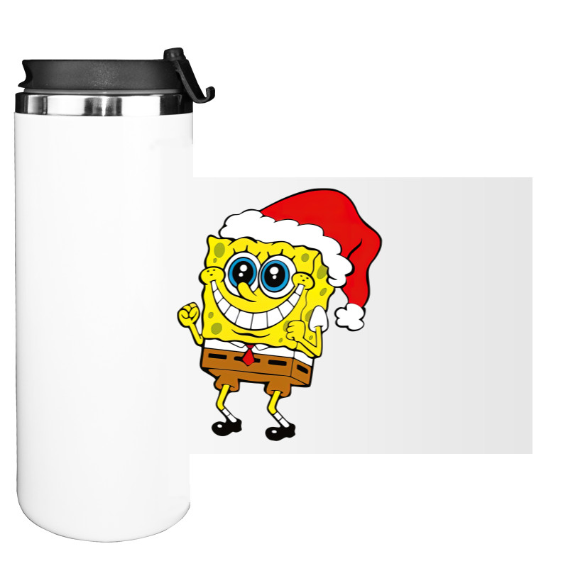 SpongeBob in a Christmas hat