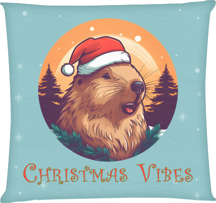 Capybara - Pillow square - Christmas Vibes - Mfest