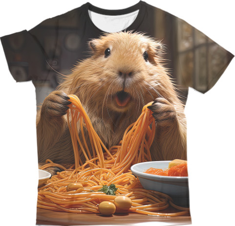 Capybara - T-shirt 3D Man - Capybara eats noodles - Mfest