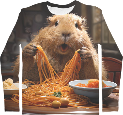 Capybara - Longsleeve 3D Child - Capybara eats noodles - Mfest