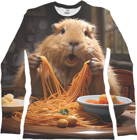 Capybara - Longsleeve 3D Female - Capybara eats noodles - Mfest