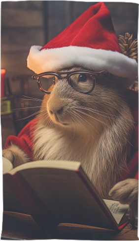 Capybara wearing a Santa Claus hat