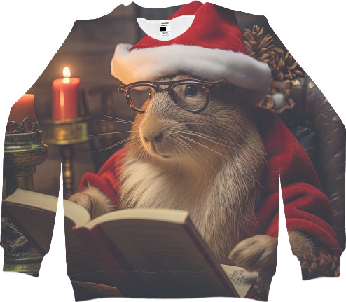 Capybara wearing a Santa Claus hat