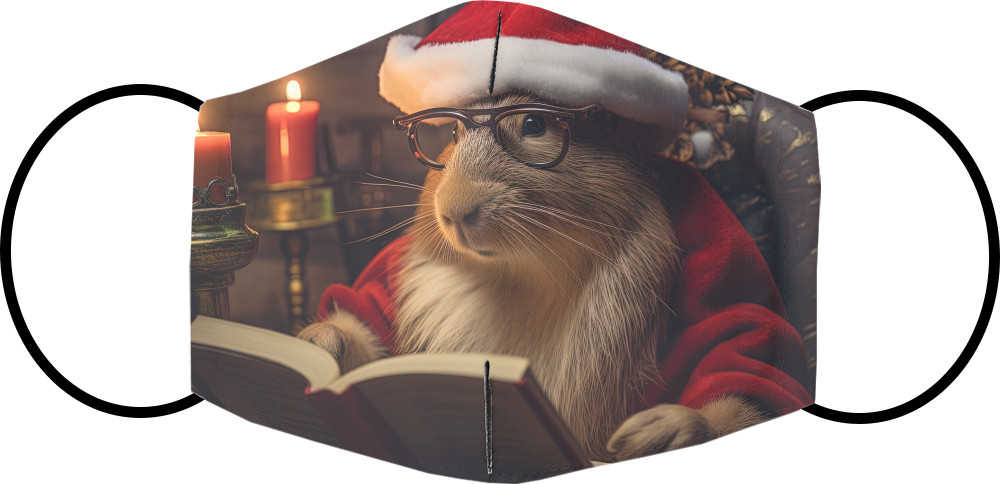 Capybara wearing a Santa Claus hat