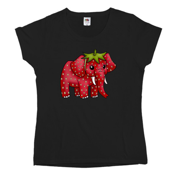 МЕМЫ / МЕМАСИКИ - Футболка Классика Женская Fruit of the loom - Strawberry Elephant - Mfest