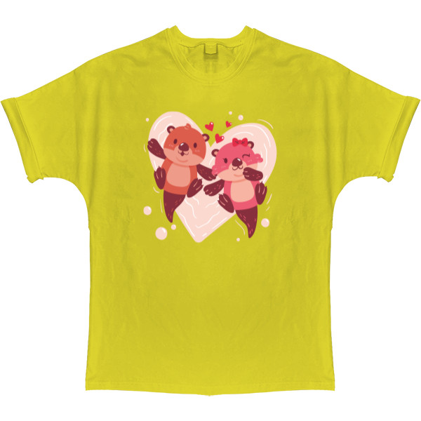 Love is - Oversized T-shirt - Otter with a heart - Mfest
