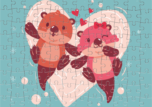 Love is - Puzzle with small elements - Otter with a heart - Mfest