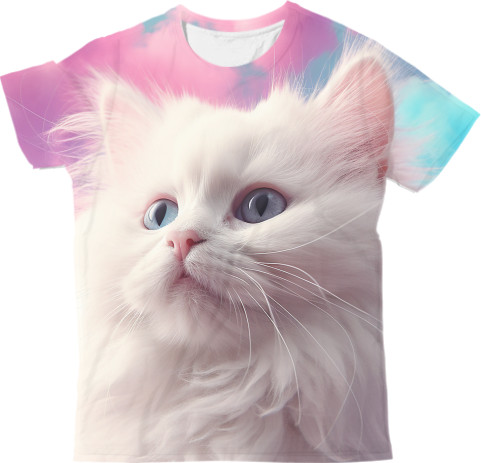 Коты и Кошки - T-shirt 3D Man - Kitten with colorful clouds - Mfest