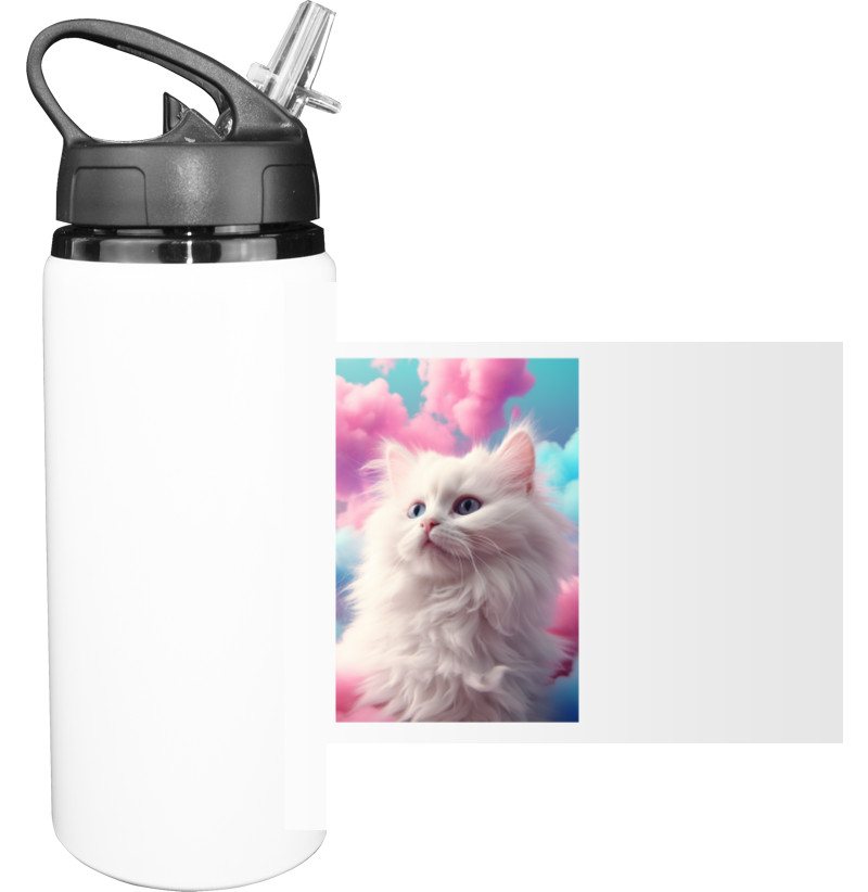 Котики - Пляшка для води - Кошеня з барвистими хмарами - Mfest