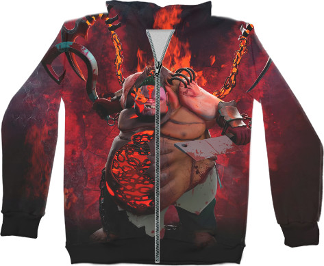 Dota - 3D Zip Up Hoodie Kids - Pudge - Mfest