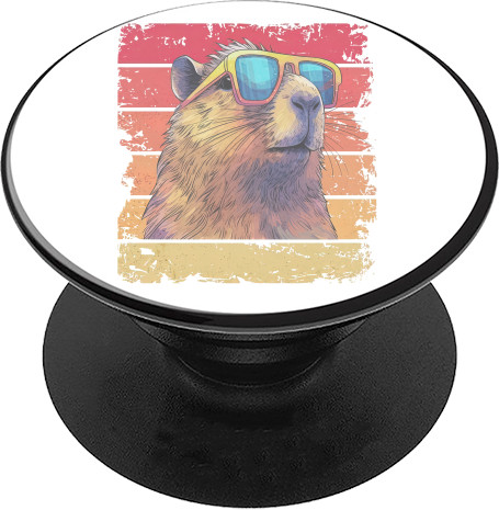 Capybara - PopSocket Stand for mobile - Capybara with glasses - Mfest