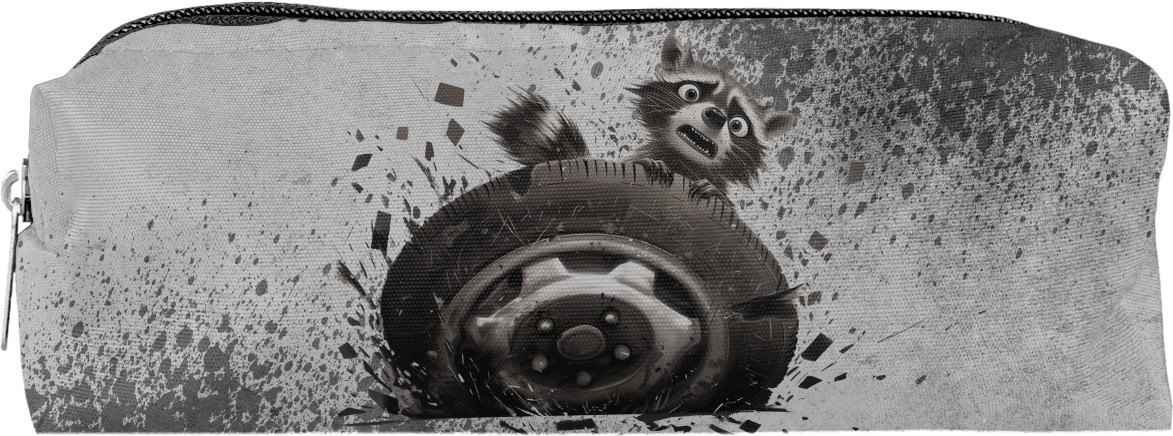 Raccoon with a wheel