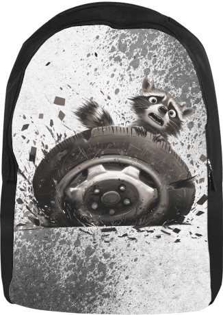 Raccoon with a wheel