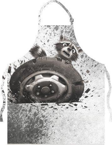 Raccoon with a wheel