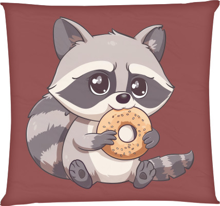 Еноты - Pillow square - Cute raccoon - Mfest