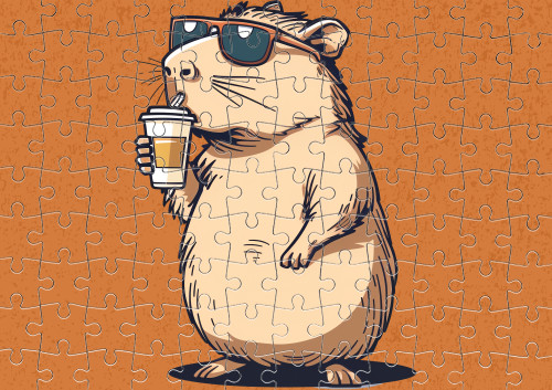 Capybara - Puzzle with small elements - Capybara with coffee - Mfest