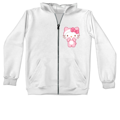 Hello kitty - Hoodie with zipper kids - Cute pixel kitty - Mfest