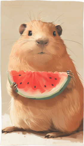 Capybara and watermelon