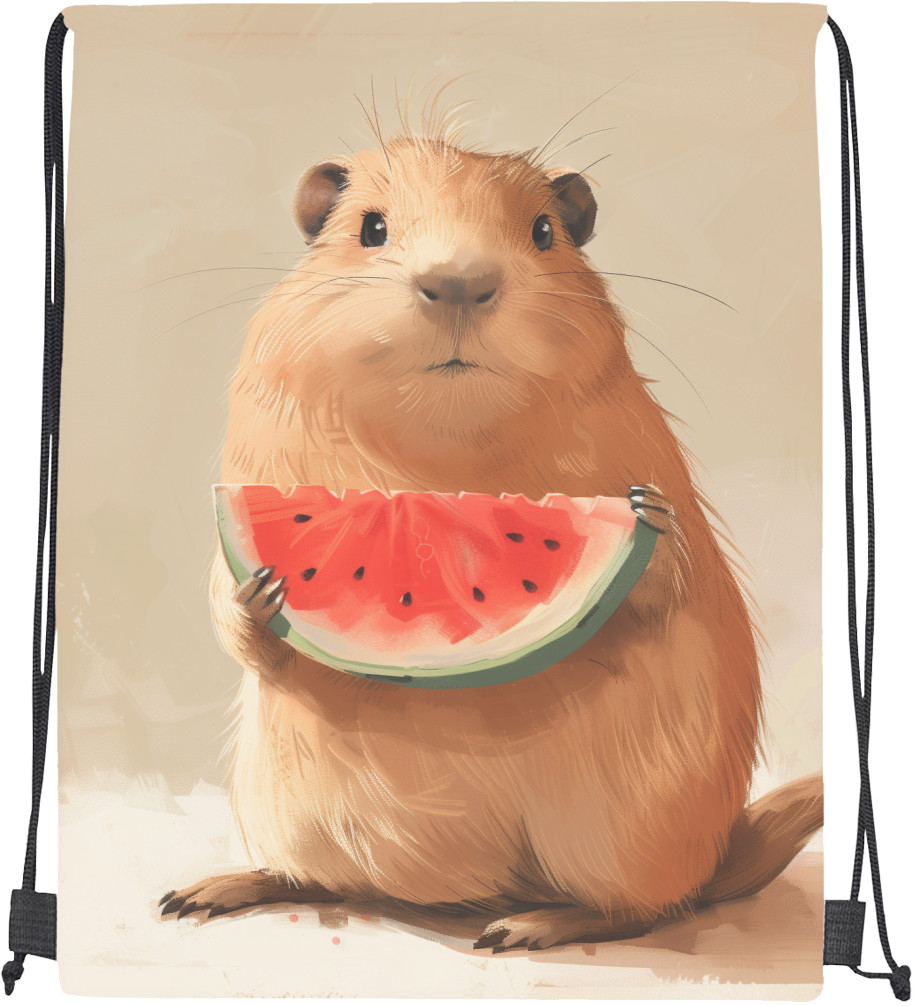 Capybara and watermelon