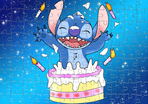 Stitch with cake